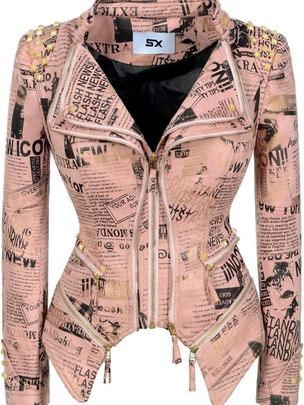 Stylish Women's Studded Faux Leather Biker Jacket - Perfect Fit & Trendy Design